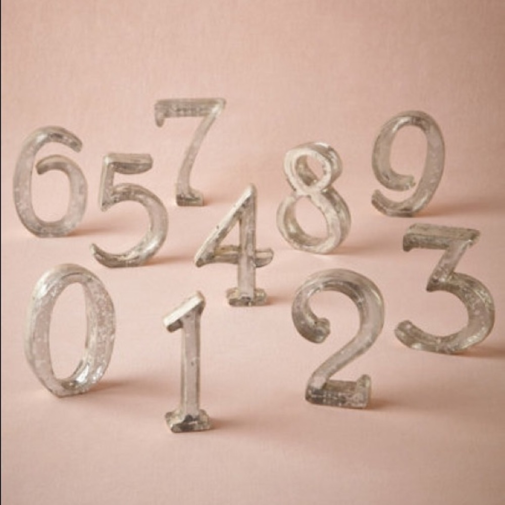 Anthropologie Mercury Glass Table Numbers